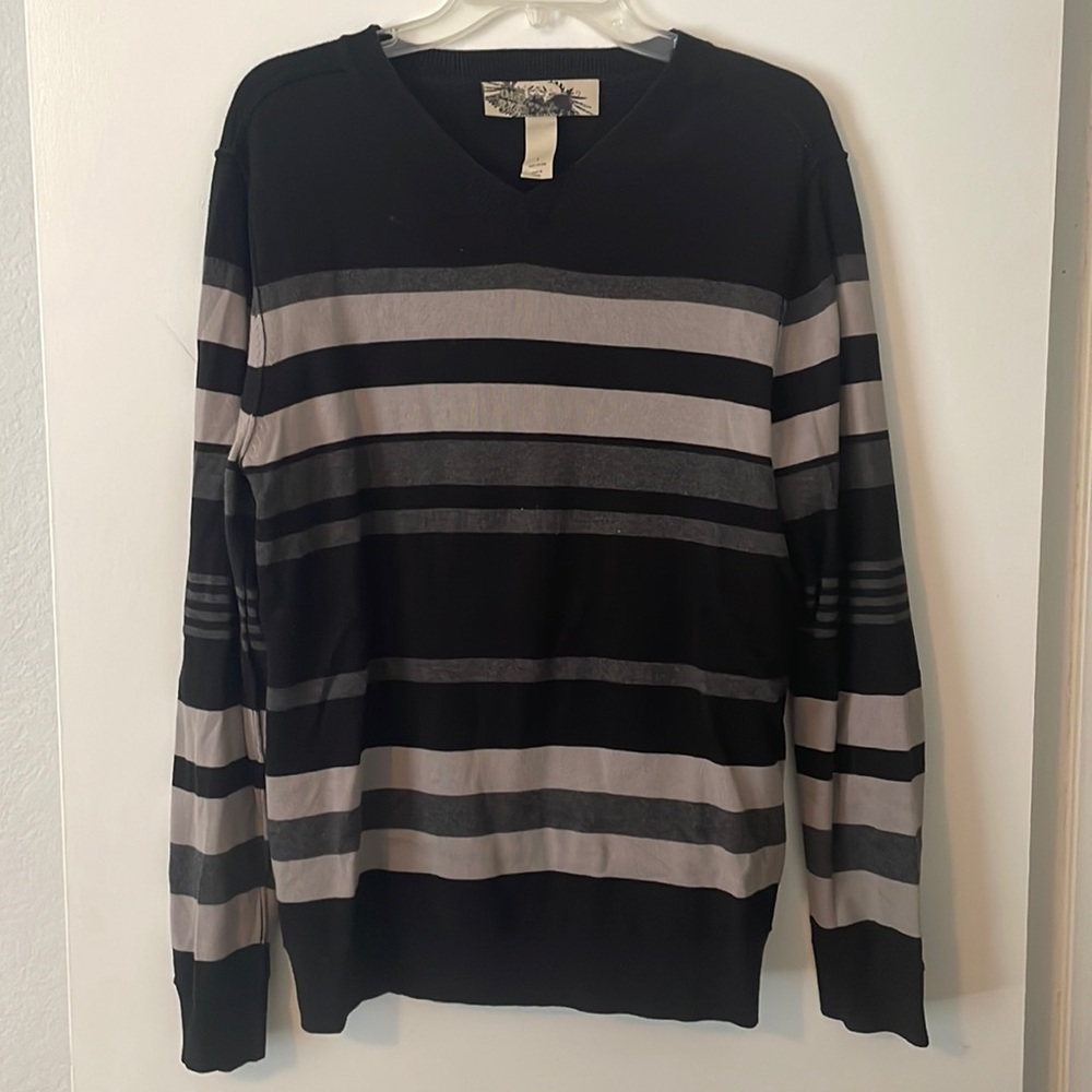Men’s Black & Grey V Neck Sweater